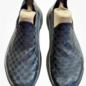 Black Checkered Slip-On Shoes